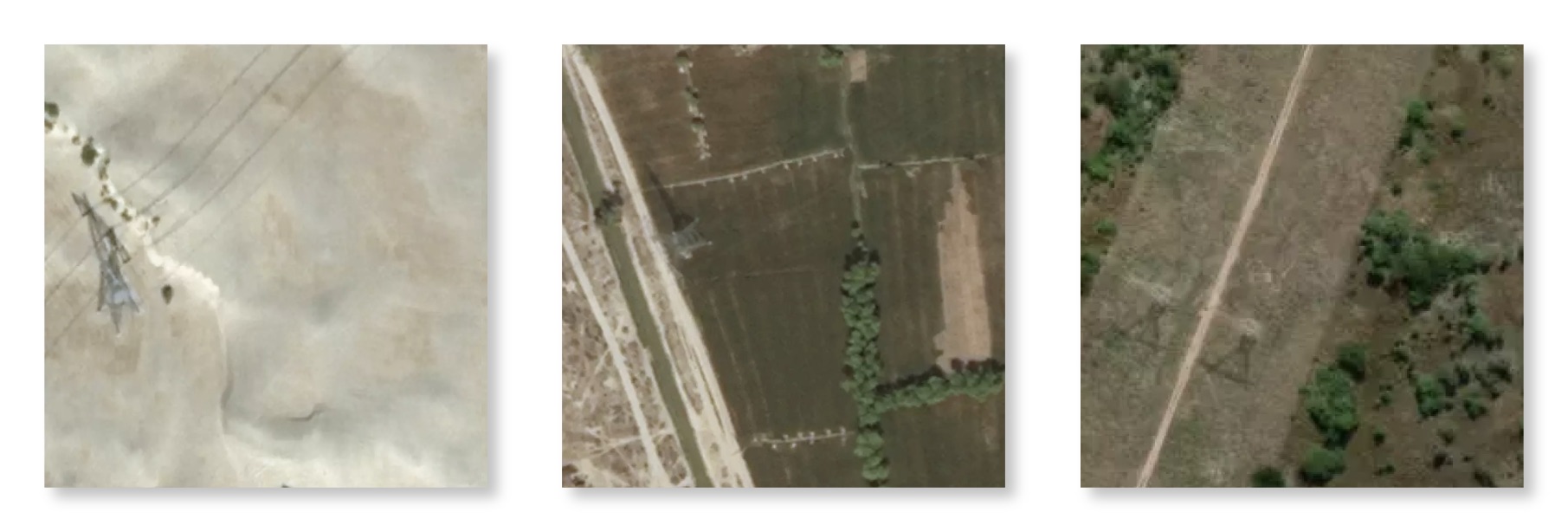 Pylons in satellite imagery