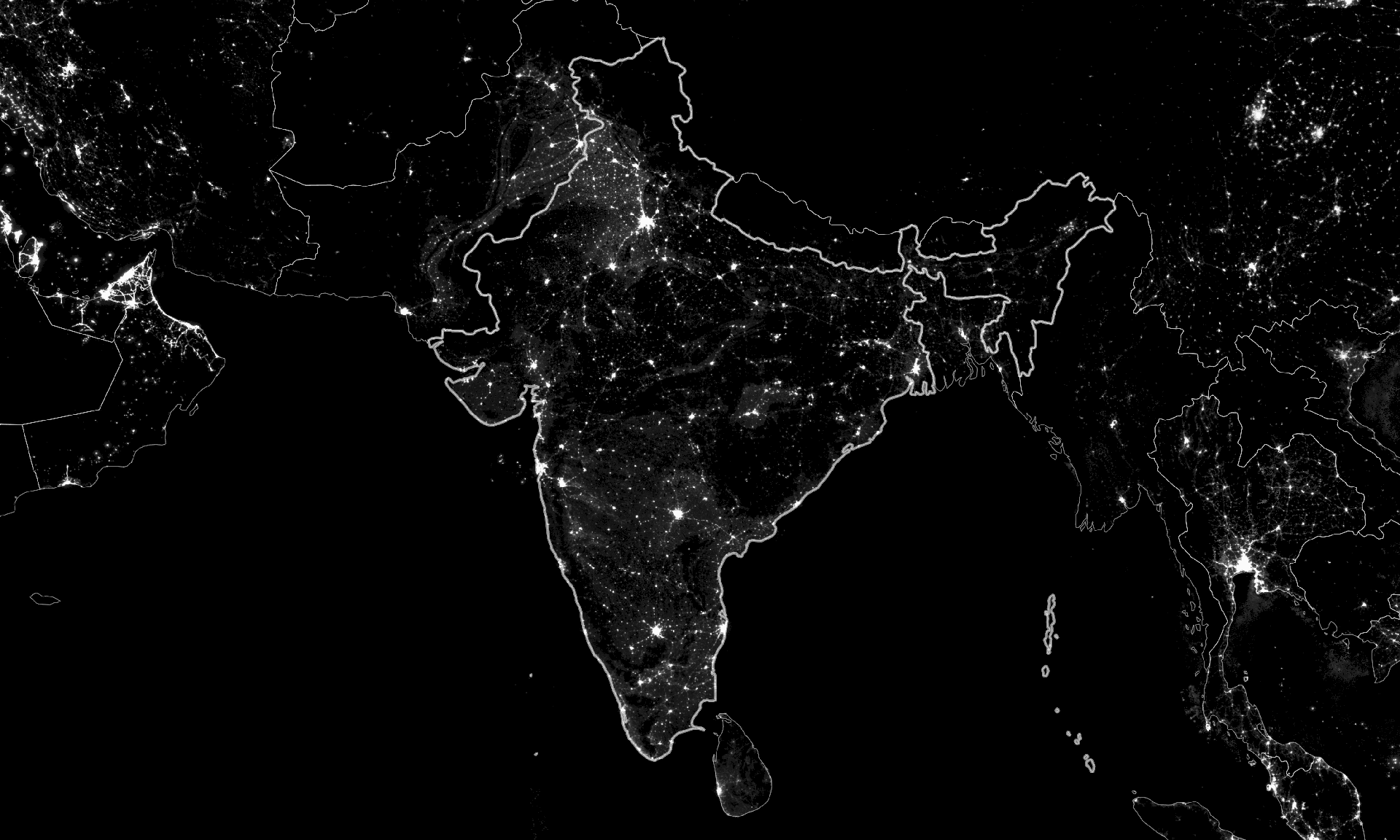 Composite of night light imagery from DMSP, 2013